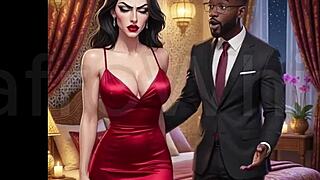 Sexy ebony maid seduced by big cock