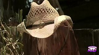 busty blonde likes having outdoor sex like a real cowgirl while a chick watches them