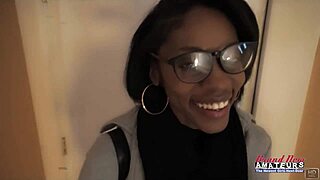 nerdy brunette gets ass and pussy banged then swallows