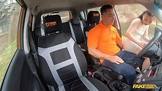 cute asian student gets creampied by instructor in car