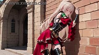 ai generated forbidden fantasy in red blonde knight
