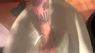 rebeca addams shows her dirty feet again in the laundry room
