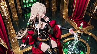 ai generated forbidden fantasy in red blonde knight