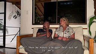 My stepson cant resist fucking my wet milf pussy behind his fathers back in the living room