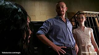 Shemale gangbang with bound gf