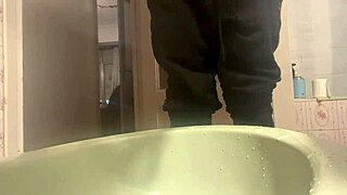 rebeca addams shows her dirty feet again in the laundry room