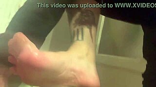 rebeca addams shows her dirty feet again in the laundry room