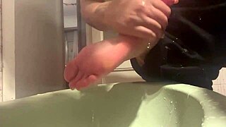 rebeca addams shows her dirty feet again in the laundry room
