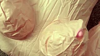 Inflating a granny blow up doll