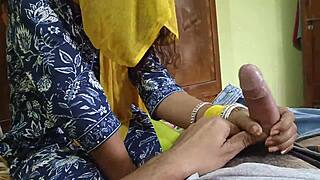 Indian sasur comforts his bahu during pain