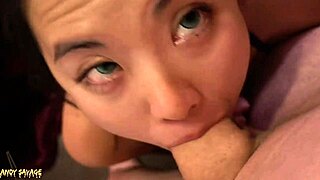 Green eyes asian pov face fucking facial cumshot