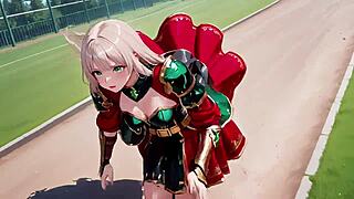 ai generated forbidden fantasy in red blonde knight