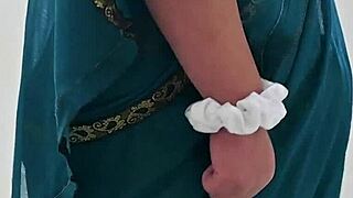 Jerking dick in front of maid and getting handjob