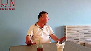 naked waitress has guest eat from her navel