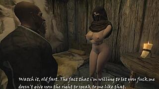 Skyrim big titted mercenary fucked by fat old man