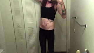 sexy transsexual rides cock in lingerie