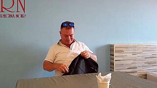 naked waitress has guest eat from her navel