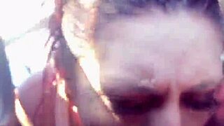 emo slut gets throated in car ride with big black cock