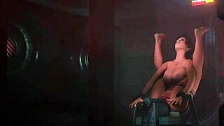 lara croft in the orgasm machine baron strap