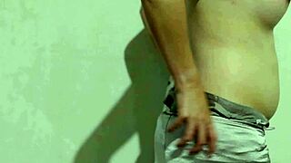 i try my new satin dress while fingering hard