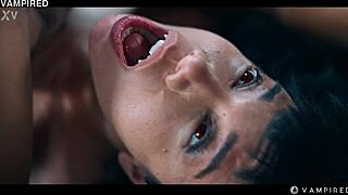 Lesbian vampire transformation cosplay with puck and veronica leal kissing