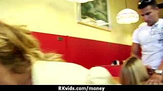 Teen whores strip and get naked then fuck for cash in porno